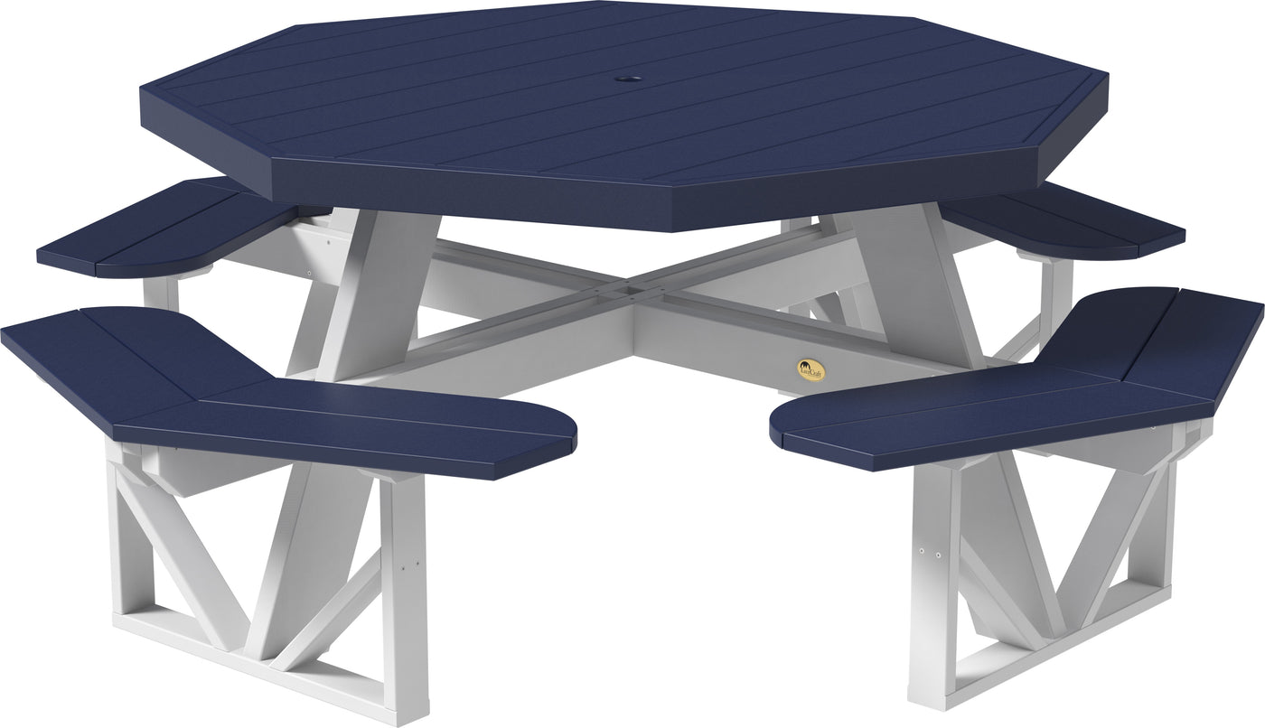 Octagon Picnic Table Patriot Blue & White