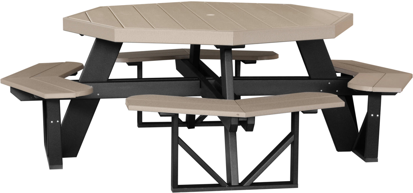 Octagon Picnic Table Weatherwood & Black