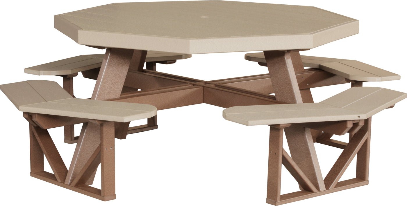 Octagon Picnic Table Weatherwood & Chestnut Brown