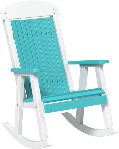 Poly Porch Rocker Aruba Blue & White