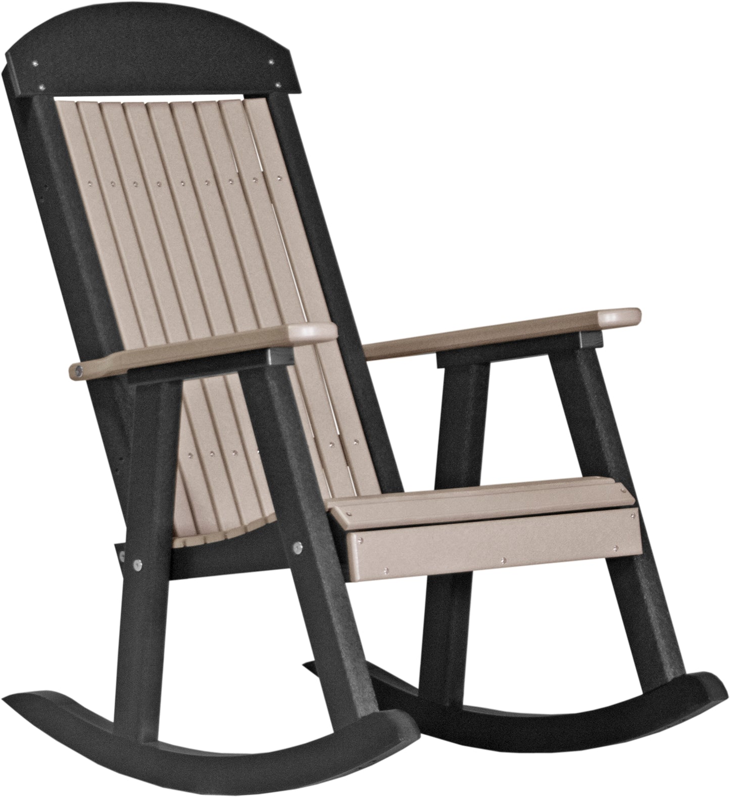 Poly Porch Rocker Weatherwood & Black