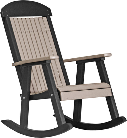 Poly Porch Rocker Weatherwood & Black