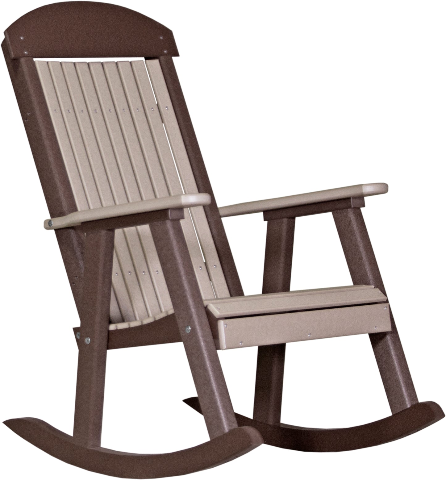 Poly Porch Rocker Weatherwood & Chestnut Brown