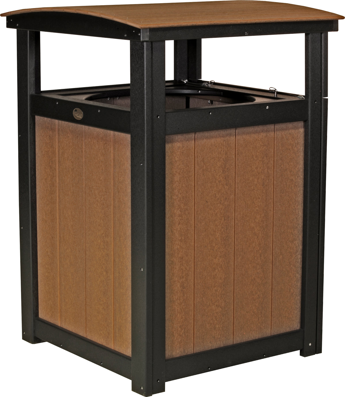 Trash Can Antique Mahogany & Black