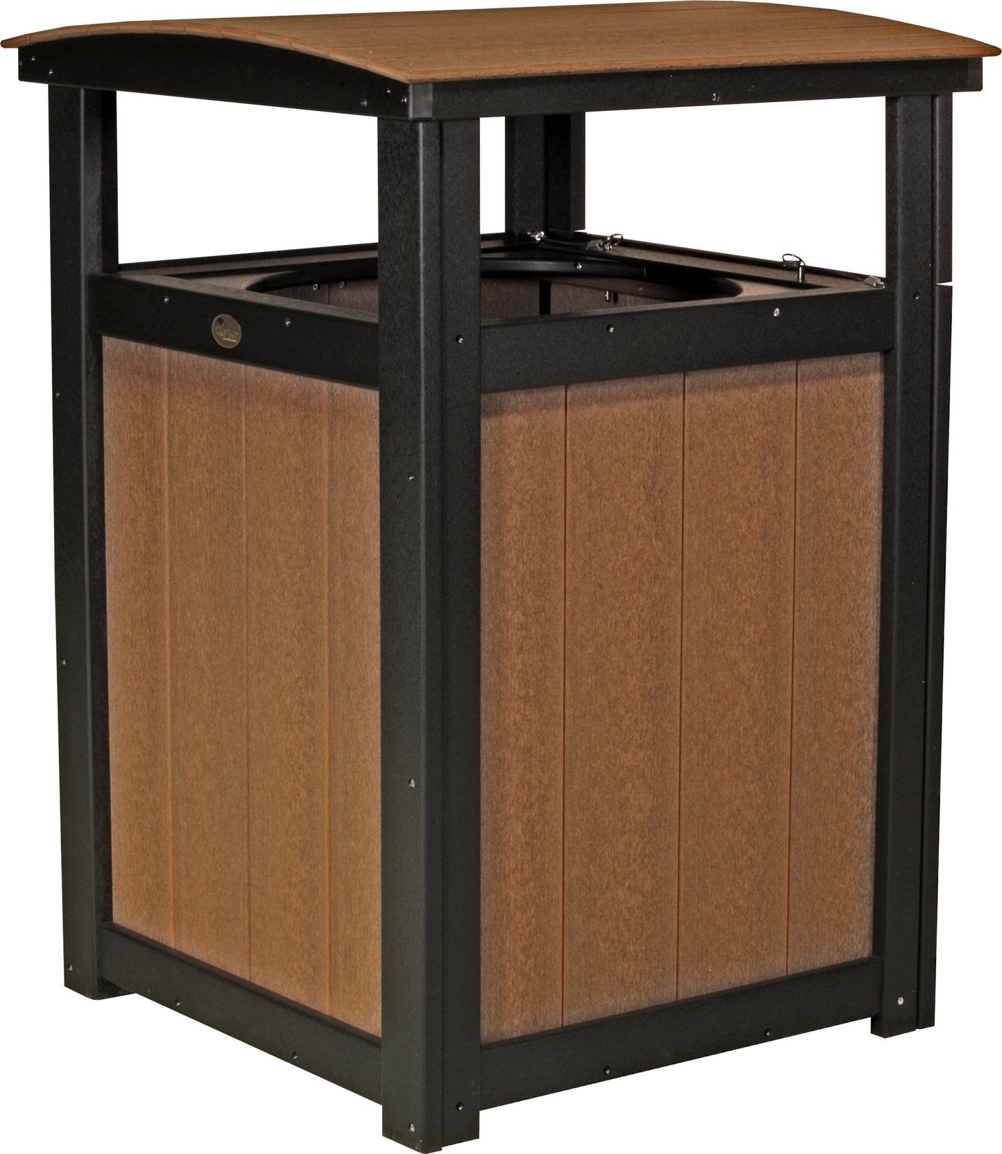 Trash Can Antique Mahogany & Black
