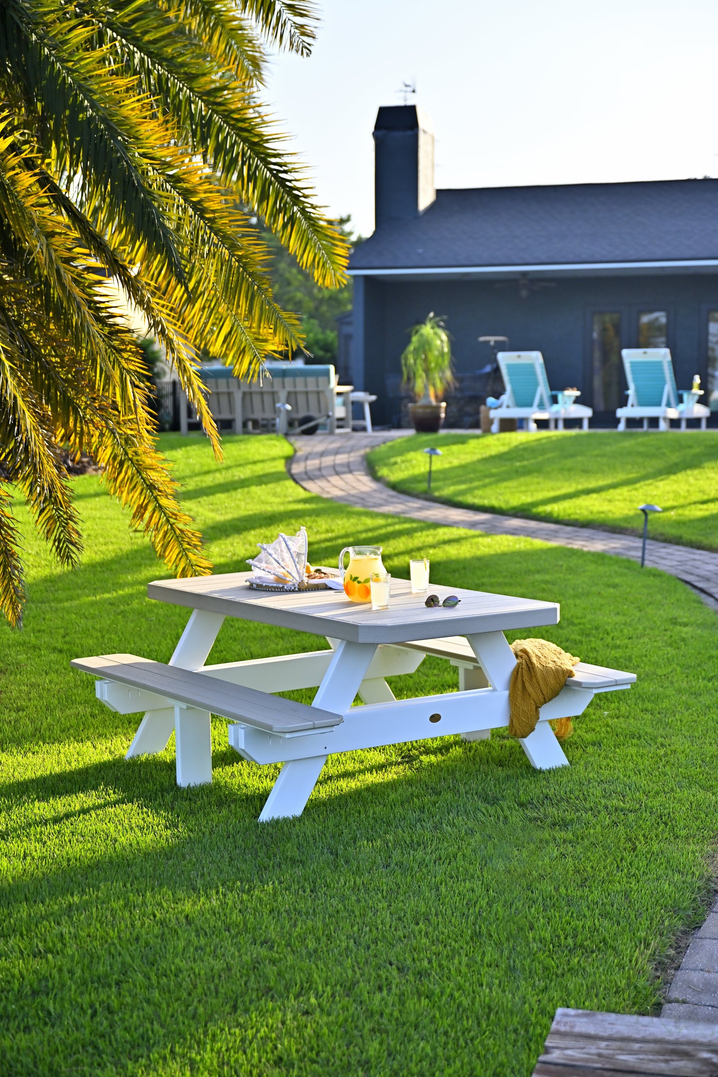 6' Rectangular Picnic Table Birch & White