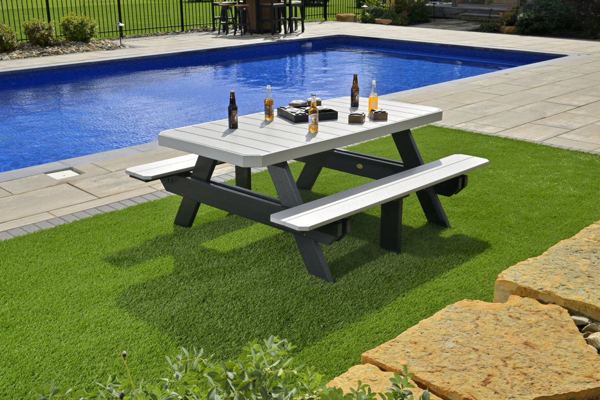 6' Rectangular Picnic Table Dove Gray & Black