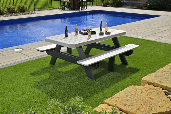 6' Rectangular Picnic Table Dove Gray & Black