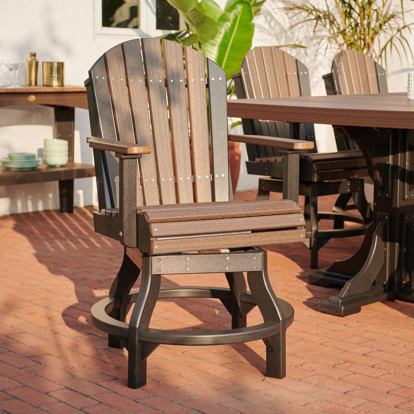 Adirondack Swivel Chair Brazilian Walnut & Black / Counter Height