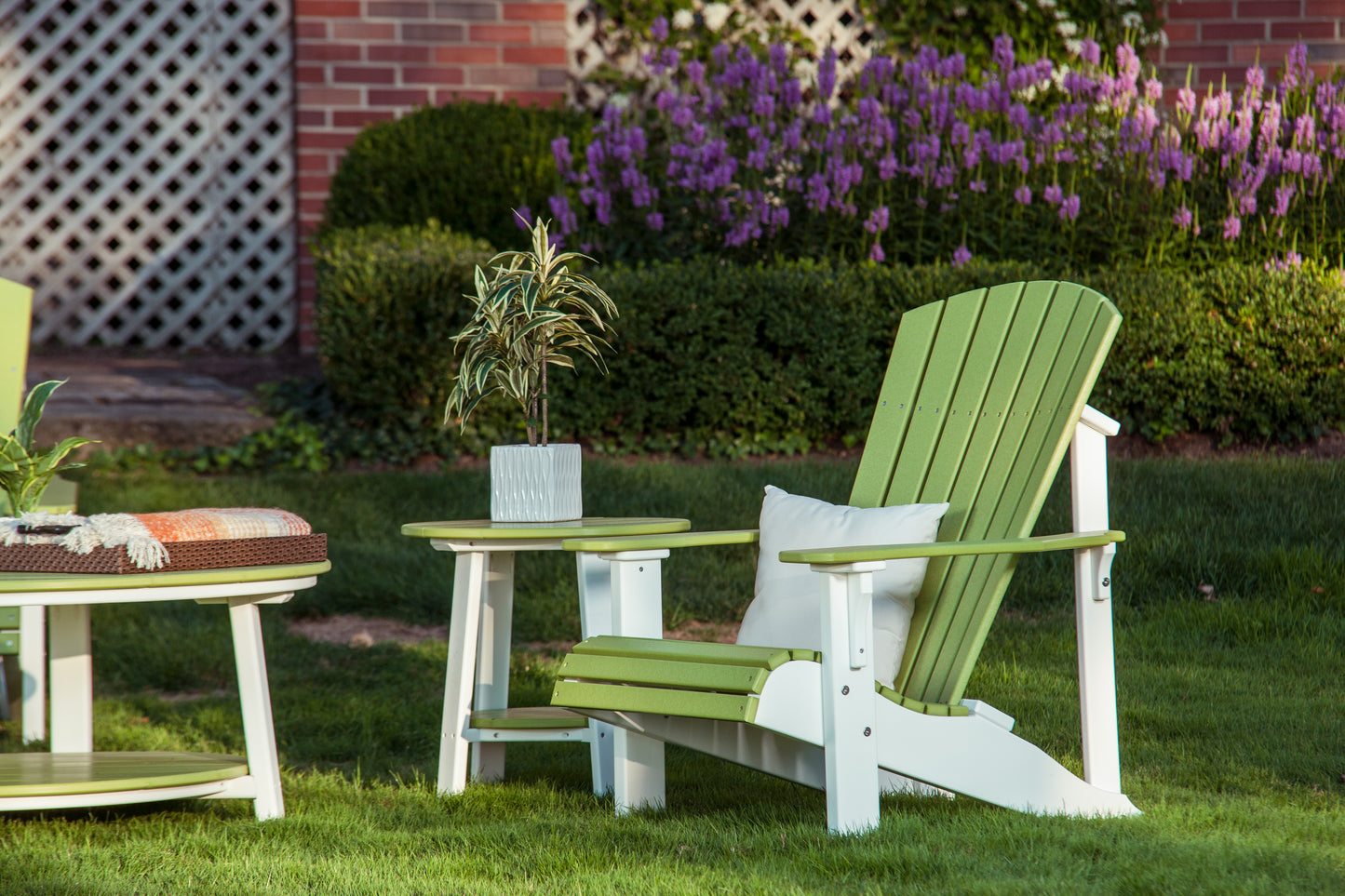 Deluxe Adirondack Chair Lime Green & White