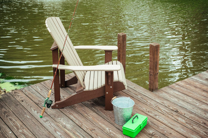 Deluxe Adirondack Chair Weatherwood & Chestnut Brown