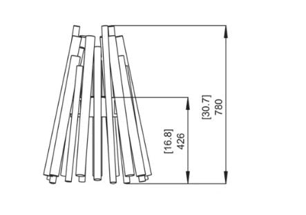 Stix Fire Pit w/ Ethanol Burner — Front View technical drawing