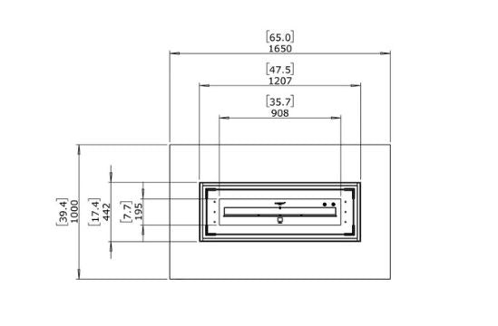 Wharf 65 Fire Table w/ Ethanol Burner — Top View technical drawing