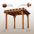 10 Ft. X 10 Ft. Traditional All Cedar Wood Outdoor Patio Pergola Shade Structure
