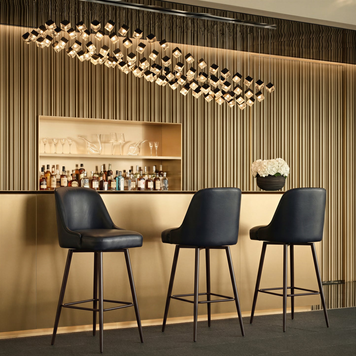 Keppel Swivel Barstool Black & Bronze
