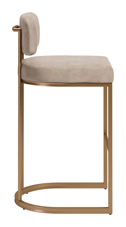 Velar Barstool (Set of 2) Beige & Bronze