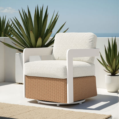 Gelo Swivel Chair White & Brown
