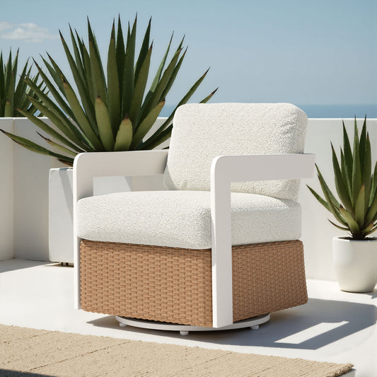 Gelo Swivel Chair White & Brown