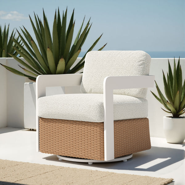 Gelo Swivel Chair White & Brown