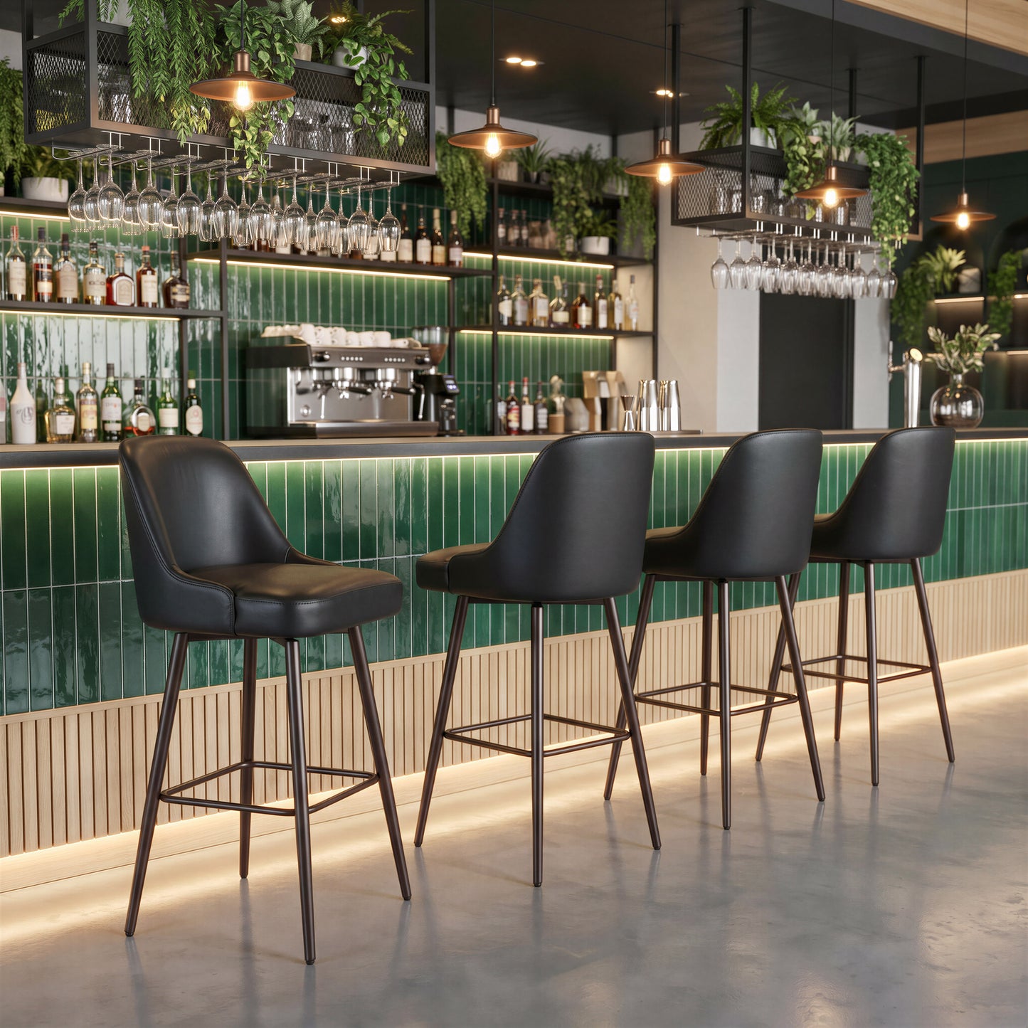 Keppel Swivel Barstool Black & Bronze