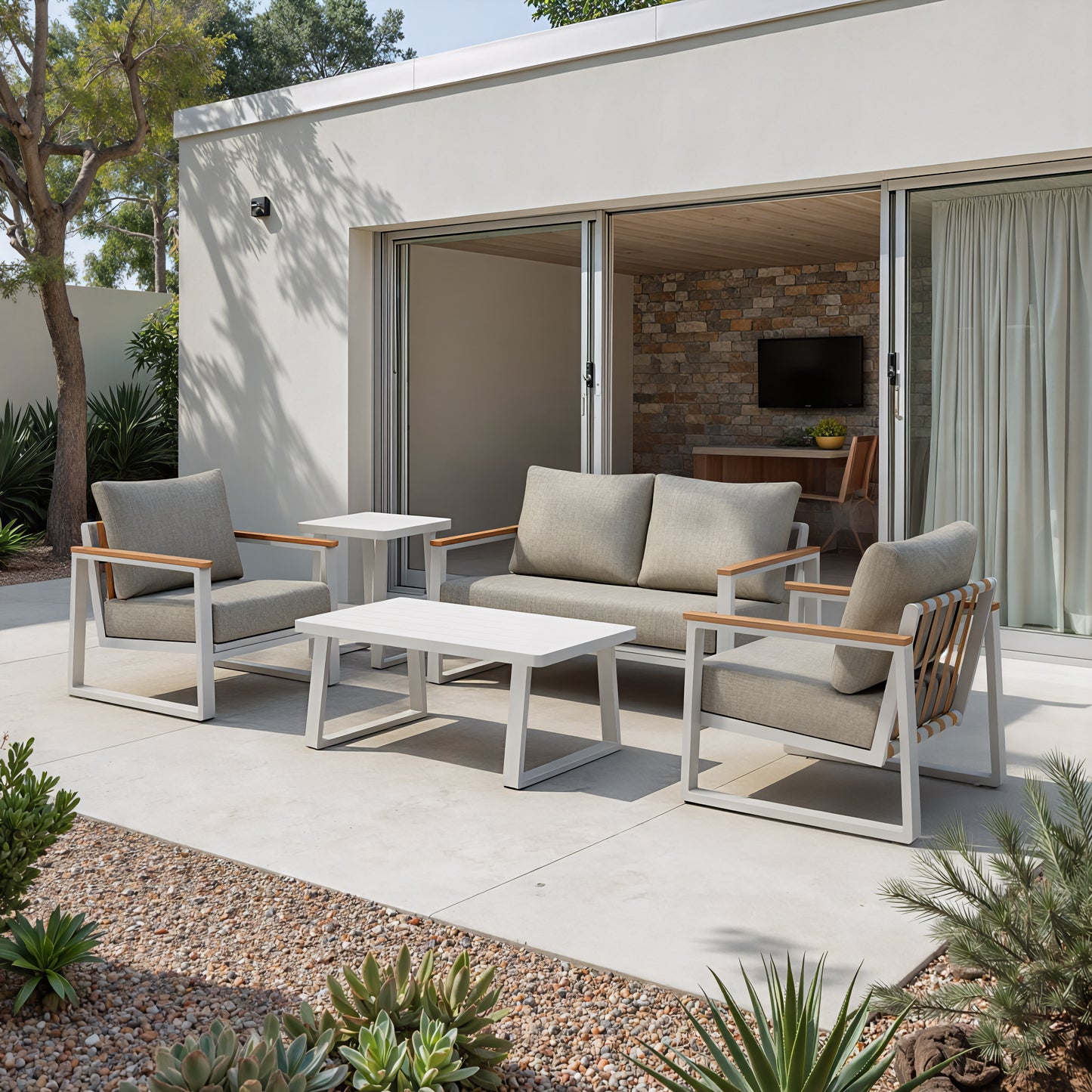 Welt Armchair Taupe & White