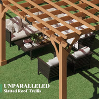 Alora Large Outdoor Cedar Wood Pergola Kit With Slatted Roof