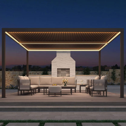 Alora Premium Outdoor Aluminum Louvered Patio Pergola With LED Lights